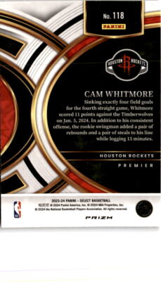 2023-24 Panini Select #118 Cam Whitmore Orange Flash Prizms