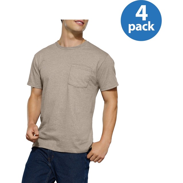 Fruit of the Loom Men's Pocket Tshirts 4Pack COLORS VARY Sizes 2X3X