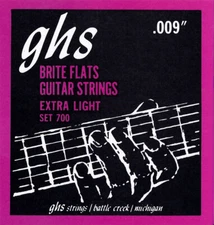 GHS 700 Brite Flats Electric Guitar Strings; gauges 9-42