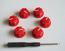 6x Guitar 1/4" Mini MXR Style AMP Knobs Effect Pedal Knob w/ Set Red