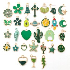 10pcs green Enamel Charms Pendant For DIY Jewelry Making Handmade 30 Options