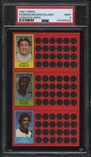 PSA 9 MINT 1981 TOPPS SCRATCH-OFFS JIM PALMER / RIVERS / LANCE PARRISH 6002 B286
