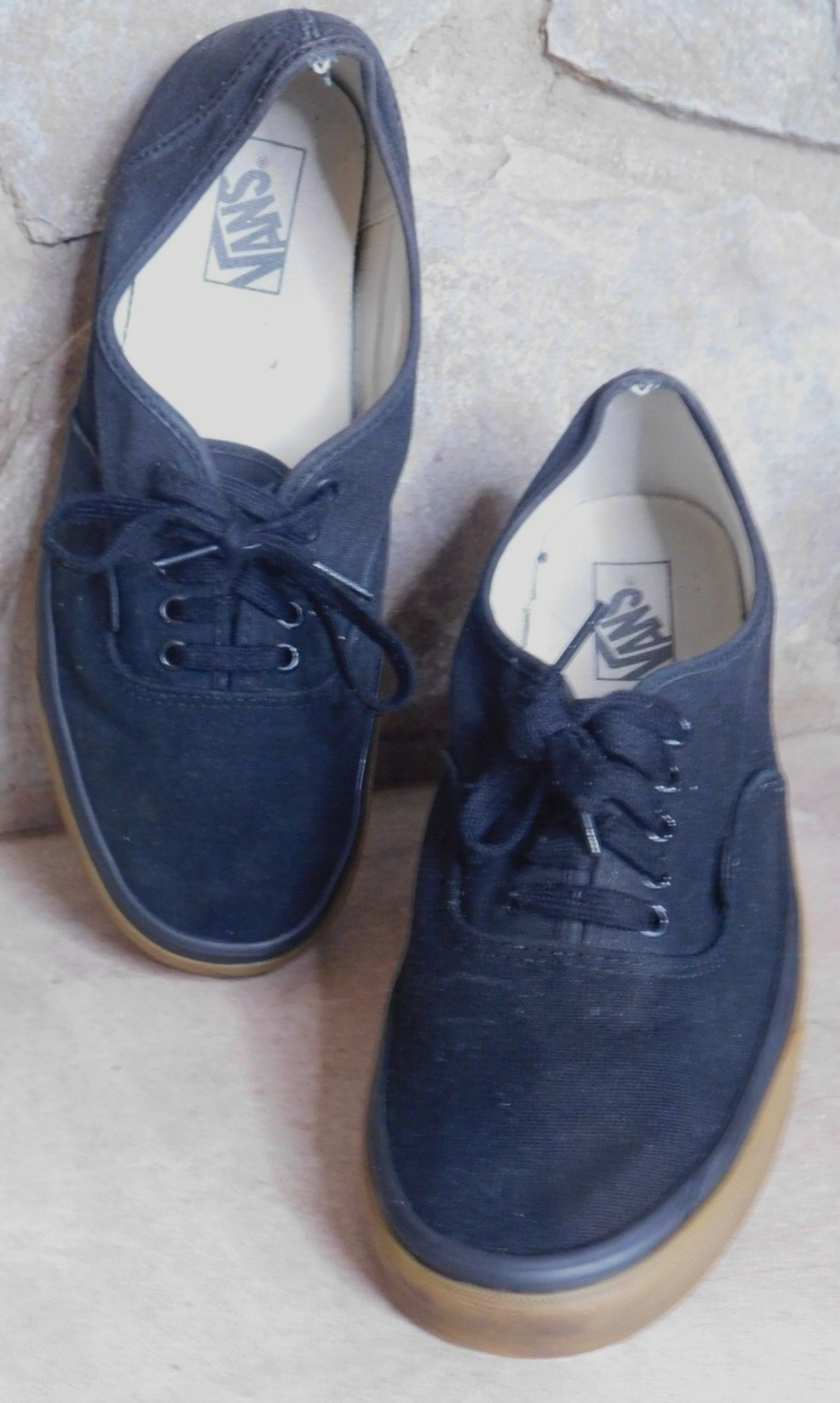 SAOLA Sneakers skater uomo taglia 11 5 Vans Off The Wall doppio NERO tela suola marrone