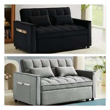 Barcelona Velvet Pull Out 2 Seater Sofa Bed available in Grey and Black