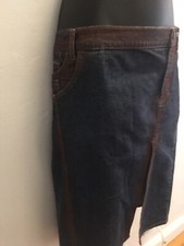 Vintage Roberto Cavalli JUST CAVALLI Women's Side Slit Denim Copper Skirt 44