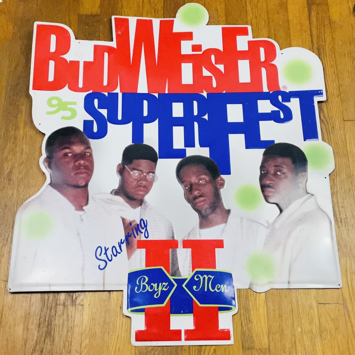 Vintage Boyz II Men 1995 Budweiser Superfest Concert Tin Beer Sign Rare Music