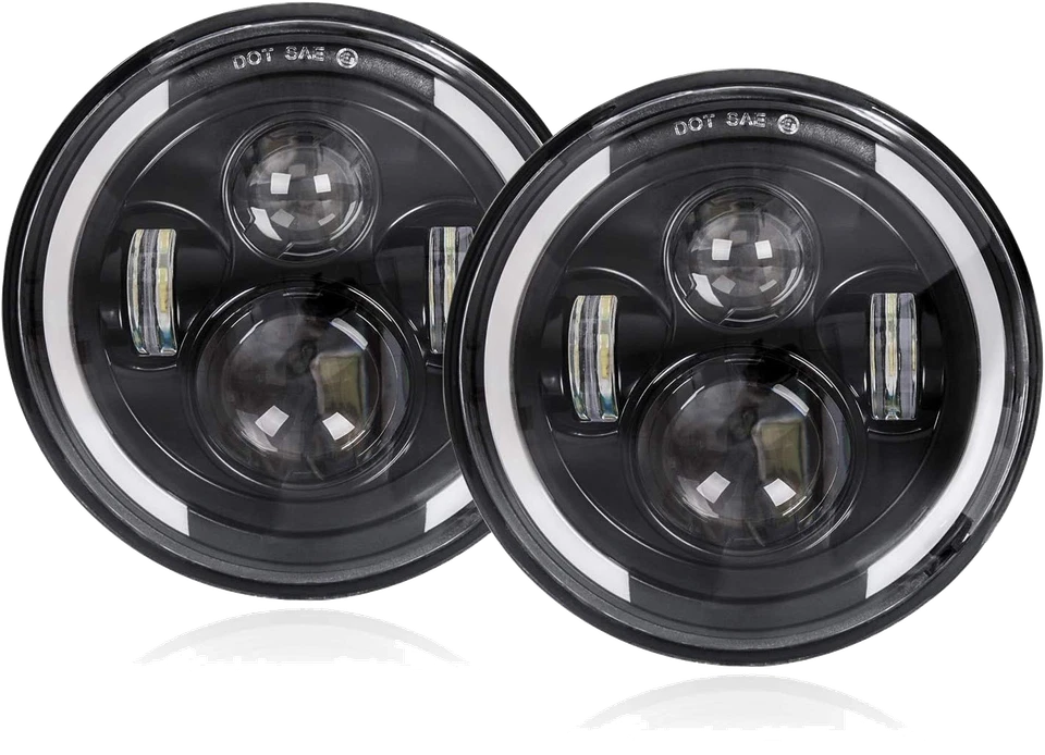 Faros LED redondos de 7 pulgadas para camioneta Dodge W100 W200 W300 Halo DRL haz alto/bajo Foto 2 de 4