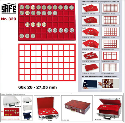 SAFE-320-Münztableaus-Rot-ca.-330x220mm-60x-quadratische-Fächer-26-mm-Für-2-Euro