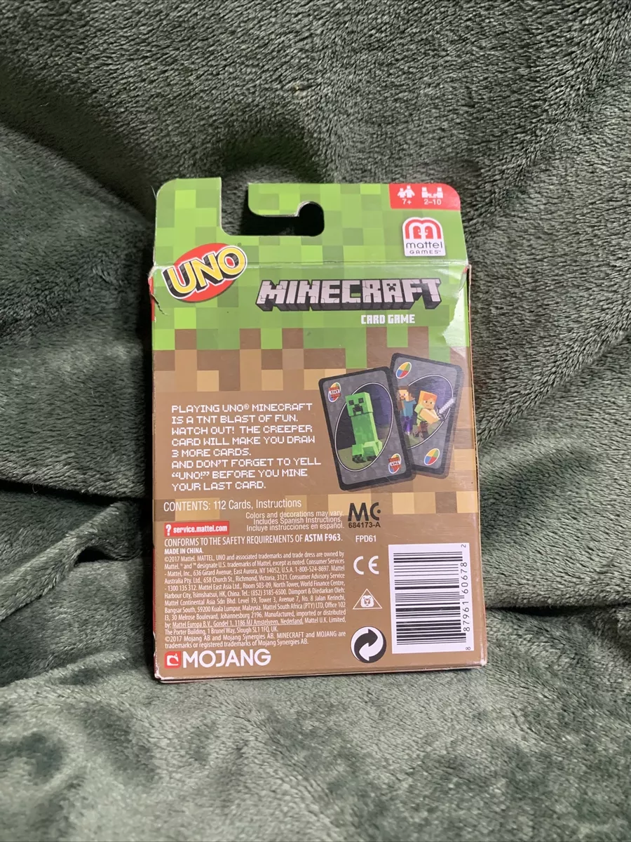Jogo de Cartão Minecraft da UNO NOVO!! ENVIO GRATUITO