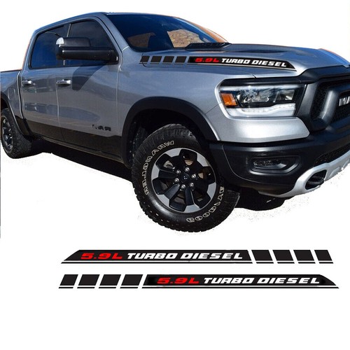2 PCS Car Hood Decals 5.9L Turbo Diesel Sticker For Dodge Ram 1500 2500 ...