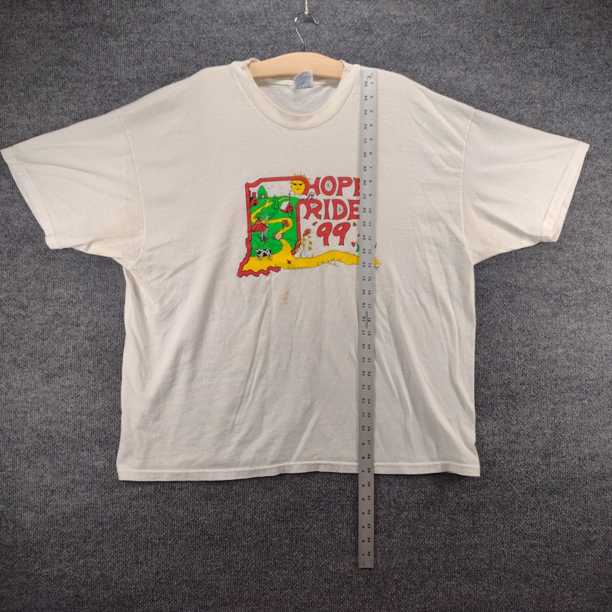 Hanes Men's Hope Ride 99 T-Shirt 2XL Short Sleeve White