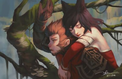 Anime league of legends ahri wukong dao le trong video Playmat Gaming Mat Desk