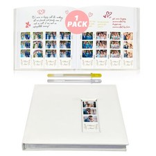 Photo Booth Scrapbook Album - 160 2x6 Photo Pockets with Writing Space PU Lea...