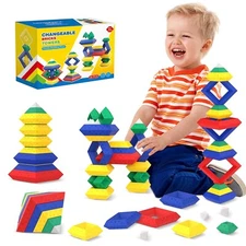 30 PCS Building Blocks for Toddlers 1-3 Preschool Montessori Stacking STEM Toys
