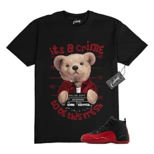 12 Flu Game 2025 Black Varsity Red T Shirt Match CRIME