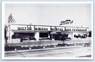 Hallandale, Florida FL Haufbrau Haus Restaurant Roadside View 1950s Postcard