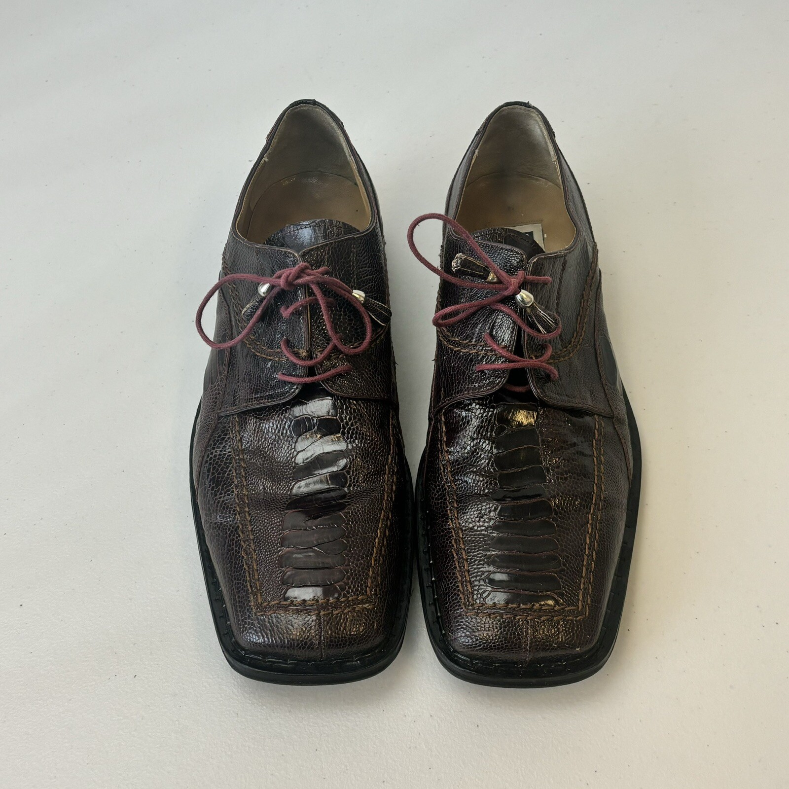 SAOLA Scarpe eleganti DAVID EDEN autentiche rettile esotiche marrone scuro punta quadrata taglia 11M