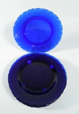 Lot of 8 Duralex Cobalt Blue Swirl Bormioli Rocco 9" Plates France