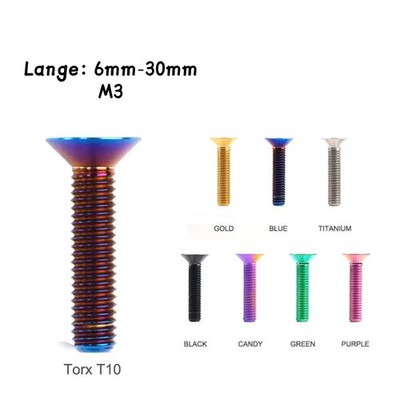 Titan Schraube M3 Torx T10 Senkkopfschraube DIN7991 Fahrradschraube 6mm bis 30mm