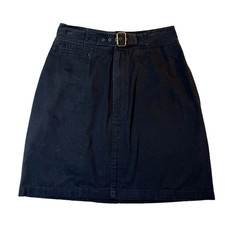 Vintage Ralph Lauren Skirt Womens Black Cotton Belted Polo Sport Preppy Y2K