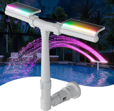 Solar Pool Fountain with 10-Color LED Lights, Newly Refined Streamlined Design,