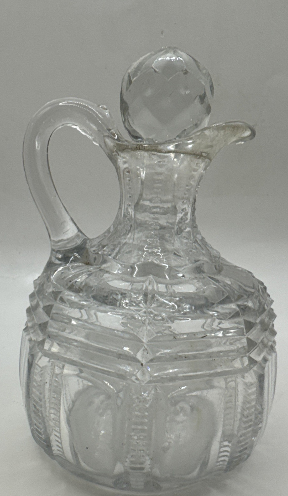 Vintage Set of 6 Clear Glass Cruets with Stoppers oil vinegar  Vtg