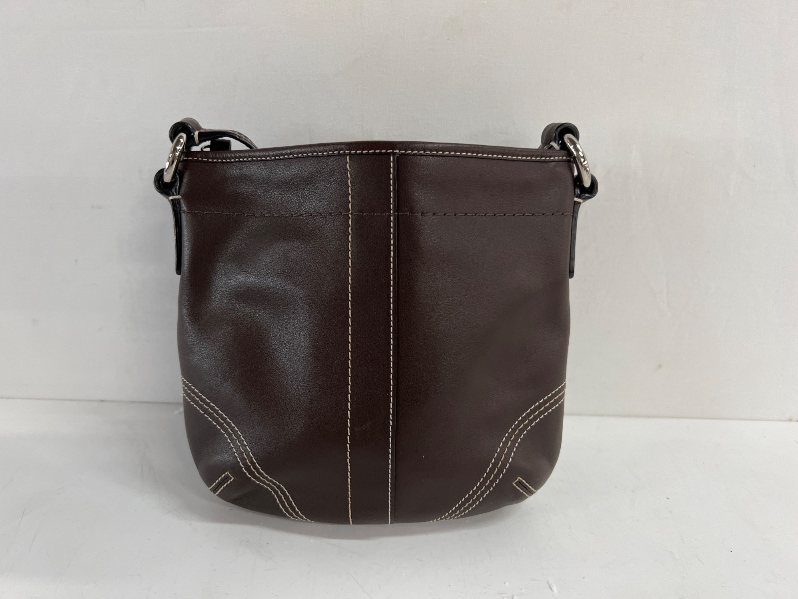 COACH Smooth Brown Leather Small Crossbody Bag 1.75
