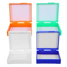4pcs Plastic Microscope Slide Storage Boxes 25 Slots for Laboratory Experiments