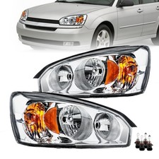 For 2004-2008 Chevy Malibu Chrome Amber Side Headlights Pair Lr With Bulbs For 2004-2008 Chevy Malibu Chrome Amber Side Headlights Pair Lr With Bulbs