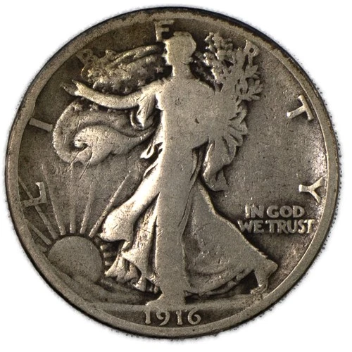 1916-P Walking Liberty Half Dollar 50C Silver VG Very Good Philadelphia Mint