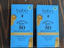 2 pack Babo Botanicals Baby Sensitive Mineral Sunscreen Sticks - SPF 50 .6oz