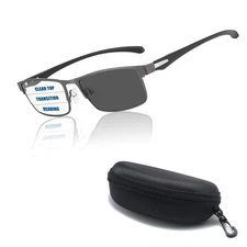 Photochromic Multifocus Reading Glasses Half Rim TR90 Reader Blue Light Blocking