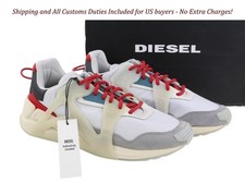 DIESEL S-Serendipity Mask Mens Sneakers EU45 Light Leather Almond Toe RRP  150