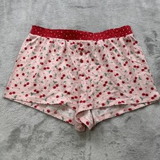 PJ Salvage Pajama Shorts Size Medium Pink Red Cherries Hearts Sleep Short NWOT