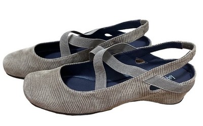 VANELi Womens Size 7 Taupe Slingback Ballet Flats Cross Strap NEW
