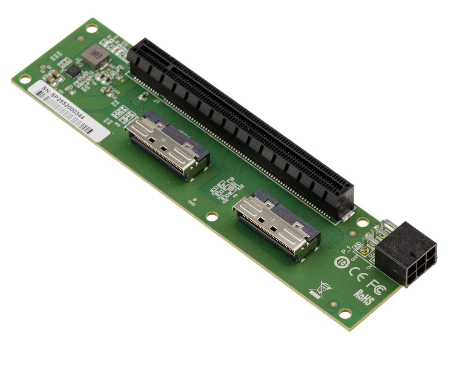Adaptateur MCIO 8i PCIe Gen5 x16 connecteur blindé or pour station de calcul