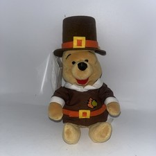 Pilgrim Pooh Winnie 8" Vintage Disney Store Thanksgiving Mini Bean Bag Plush Tag