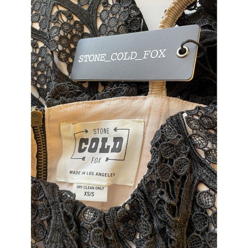 NWT Stone Cold Fox Black Lace Off Shoulder Fringe "Iowa" Dress Sz XS/S - Picture 7 of 7