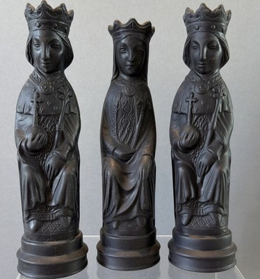 Wedgwood schwarze Basaltkönige und Königin Schachfiguren. Figuren. 3er Set