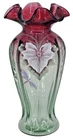 Fenton Rubina Verde  8" Vase  749/1750  Paper Sticker Hand Painted Signed