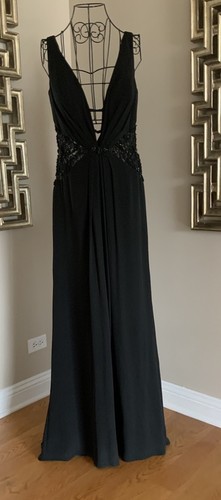 Precioso Vestido Stephen Yearick Negro Seda Con Cuentas Talla 10 Glamoroso *NUEVO CON ETIQUETAS - Imagen 1 de 14