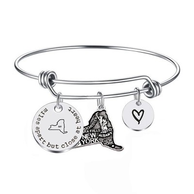 Miles Apart but Close at Heart Long Distance Relationship State Map Bracele - 30