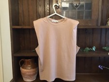 Pull &Bear T Shirt , Taupe , Shoulder Pads ,relaxed Fit XS .Cotton 