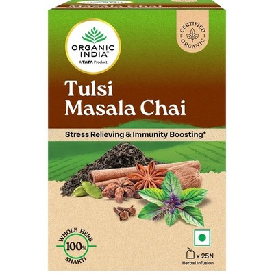 Organic India Tulsi Masala Chai, 25 Tea Bags | Refreshing And Relaxing