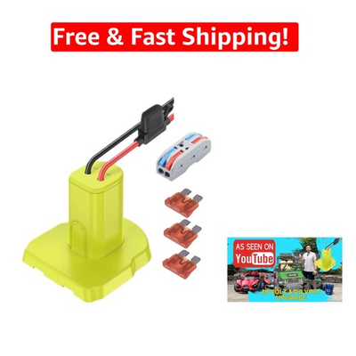 #ad Heavy Duty 12 AWG Ryobi 18V Battery Adapter with Water Resistant Fuse 40A $20.67
