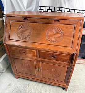 Asian Drop Front George Zee Style Secretary Desk with 2 drawers & saloon doors