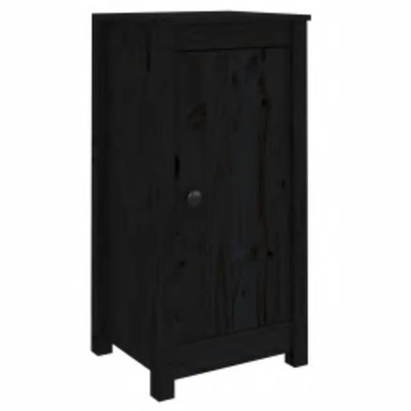 Sideboard 2Er Set Schwarz Massivholz Kiefer Wohnzimmer 39X35X80 Cm-image