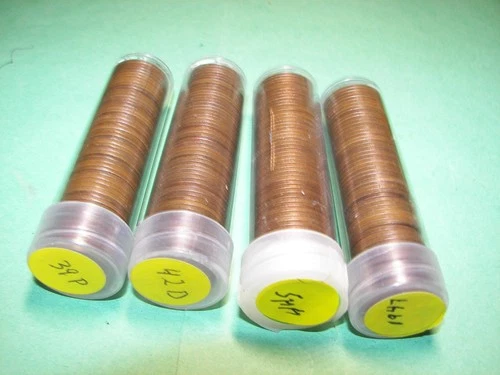 1939 XF, 1942D VF, 1944 S F-VF, 1947 XF- LINCOLN WHEAT CENT ROLLS (See Desc)