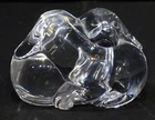 Vintage STEUBEN Art Glass PUPPY LOVE #8524 Hand Cooler MCM PAPERWEIGHT Dog