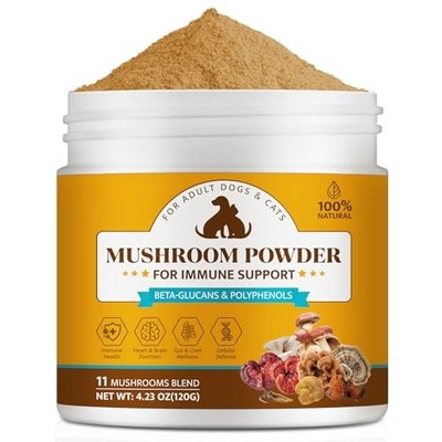 Organic Mushroom Supplement Powder for Dogs & Cats - 11 Mushroom Complex
